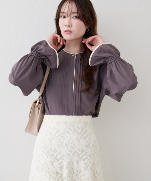「natural couture」 長袖ブラウス FREE チャコールグレー レディース_画像9