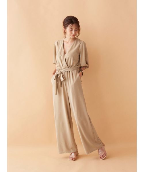 ワンピース 半袖 「安田美沙子コラボ」カシュクールオールインワン