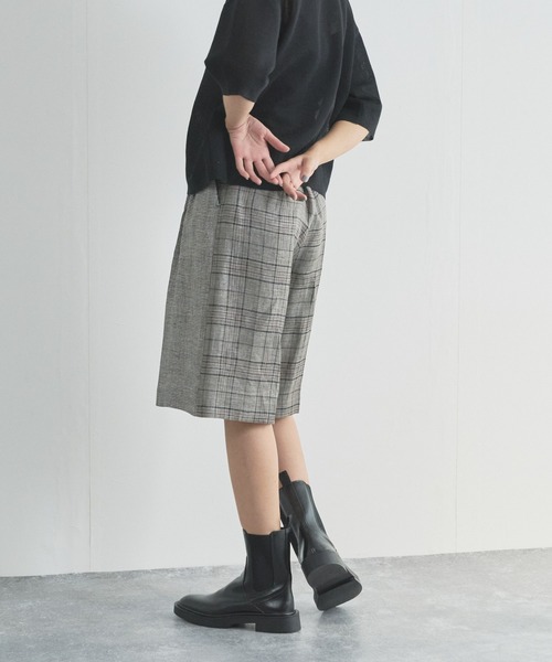 【AUDREY and JOHN WAD】コーデュロイ　チェック　FREE Audrey and John Wad パンツ クラシックリネンチェックハーフ