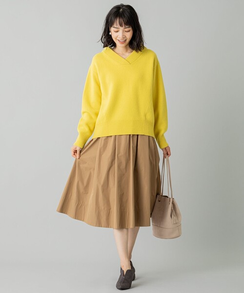 ニット セーター 「マガジン掲載」ウールカシミヤブレンドバルキー Vネック ニット（KL27） レディース 組曲 ニット セーター 「マガジン掲載」ウールカシミヤブレンド
