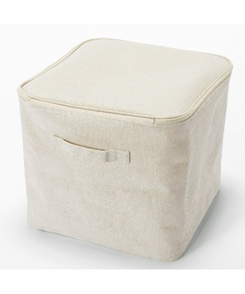 無印良品（MUJI） 収納 ポリエステル麻 ソフトボックス フタ式 L 約幅