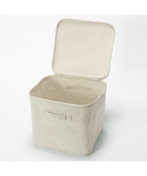 無印良品（MUJI） 収納 ポリエステル麻 ソフトボックス フタ式 L 約幅