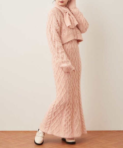 ニット セーター モヘヤシャギーケーブルセットニット レディース me&me couture ニット セーター モヘヤシャギーケーブルセット