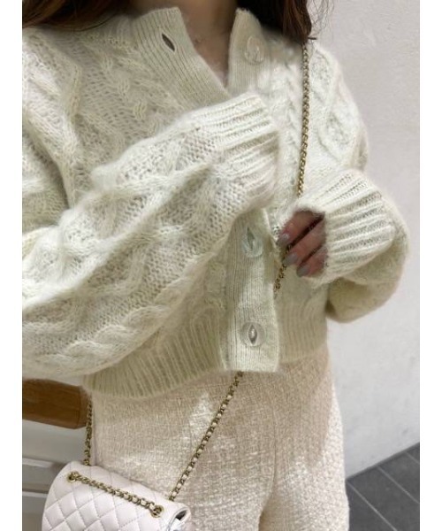 me&me couture ニット セーター モヘヤシャギーケーブルセット