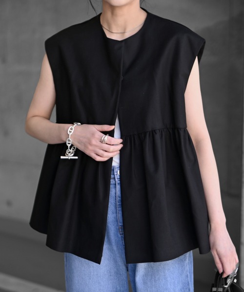 Marient（マリエント） ベスト ジレ ペプラムトレンチジレ レディース