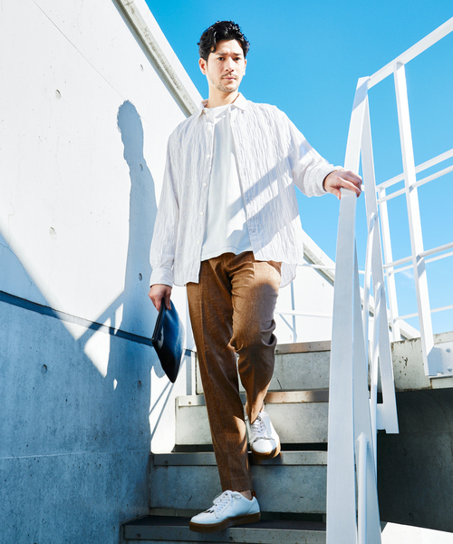 ABAHOUSE（アバハウス） シャツ 「リンクルストライプ」レギュラー