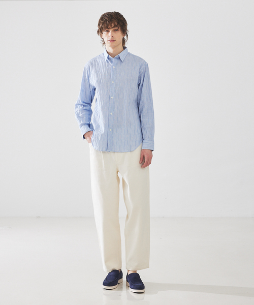 ABAHOUSE（アバハウス） シャツ 「リンクルストライプ」レギュラー