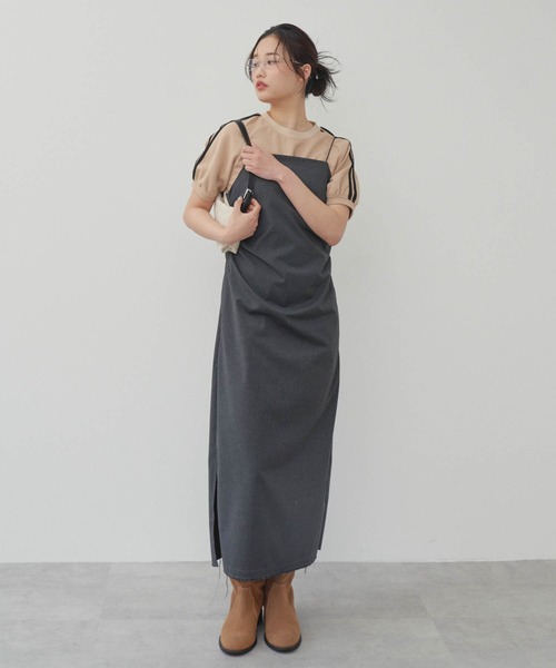 GIUNON ワンピース stripe shirring dress / ストライプ