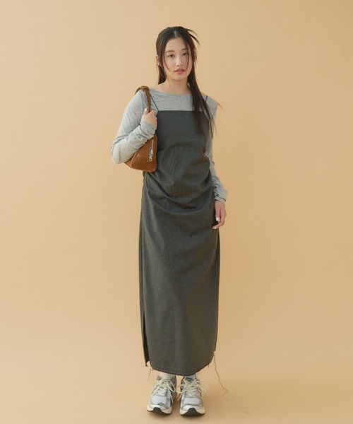 ワンピース stripe shirring dress / ストライプシャーリング  