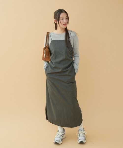 GIUNON ワンピース stripe shirring dress / ストライプ