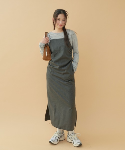 【新品未使用】HALUHIROINE シャーリングスリーブストライプワンピース GIUNON ワンピース stripe shirring dress / ストライプ