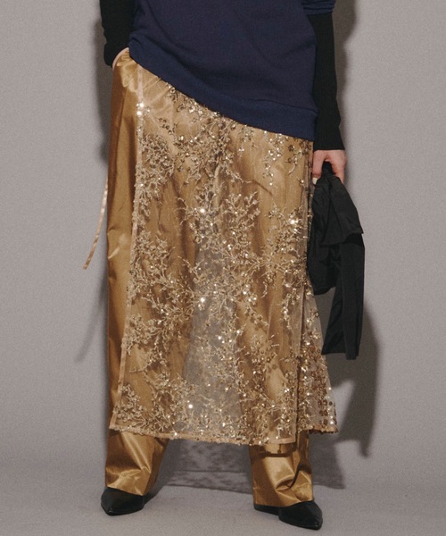 スカート Flower spangle wrap skirt/フラワースパンコール
