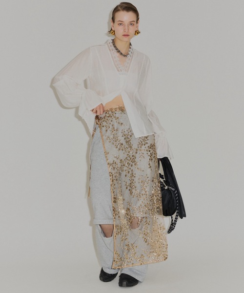 小物 Flower spangle wrap skirt スカート Flower spangle wrap skirt/フラワースパンコール