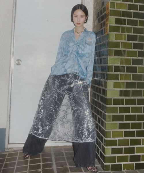 スカート Flower spangle wrap skirt/フラワースパンコール