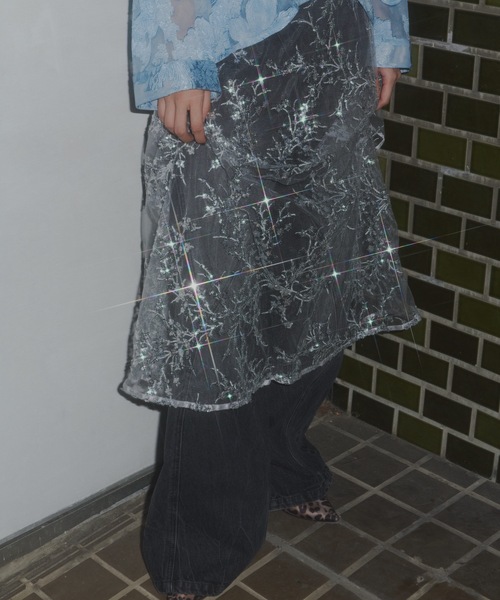スカート Flower spangle wrap skirt/フラワースパンコールラップ