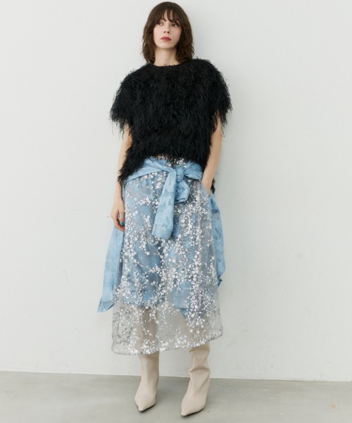 スカート Flower spangle wrap skirt/フラワースパンコールラップ