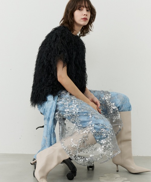 スカート Flower spangle wrap skirt/フラワースパンコールラップ