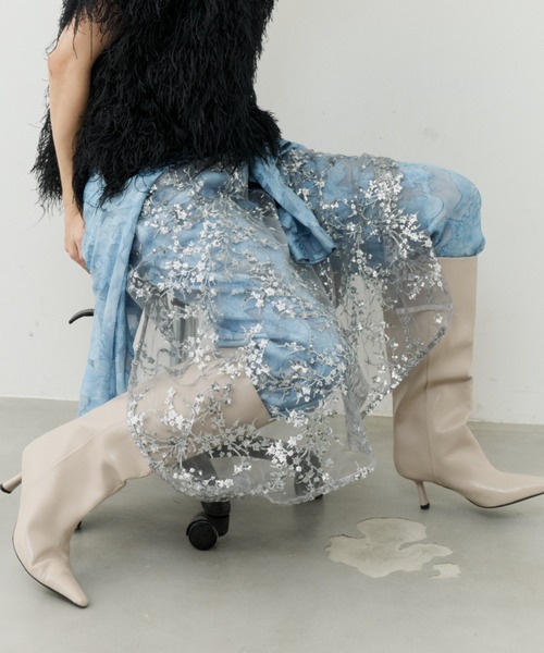 スカート Flower spangle wrap skirt/フラワースパンコールラップ