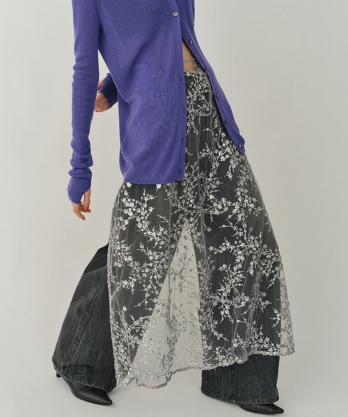 スカート Flower spangle wrap skirt/フラワースパンコールラップ