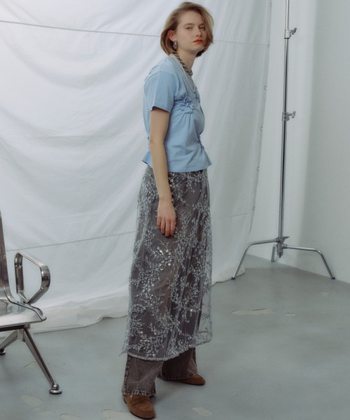 スカート Flower spangle wrap skirt/フラワースパンコールラップ