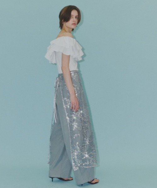 スカート Flower spangle wrap skirt/フラワースパンコールラップ