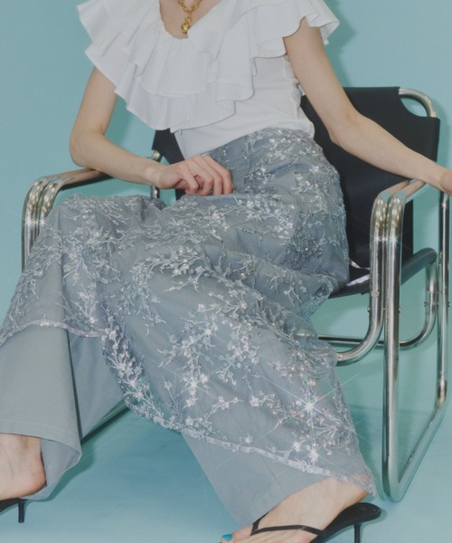 スカート Flower spangle wrap skirt/フラワースパンコールラップ