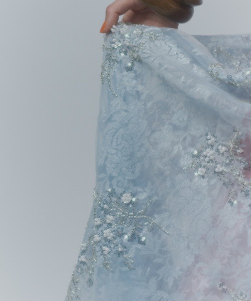 ロング スカート Flower spangle wrap skirt/フラワースパンコール