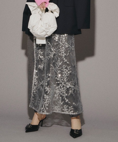 スカート Flower spangle wrap skirt/フラワースパンコールラップ