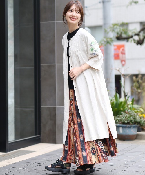 AMOMENTO crochet ワンピース onepiece-04070 日本製 ウールタッチ メルトンワンピース
