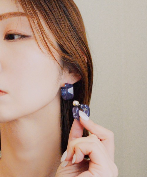 styiro（スタイロ） アレルギー対応 ピアス 「透明感・2WAY」ニッケル