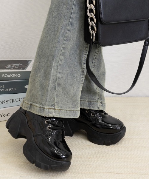 miniministore ローファー 厚底ローファー韓国 レースアップ