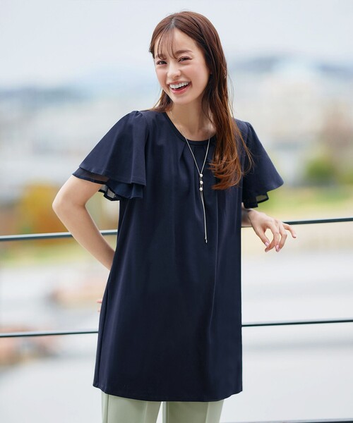 Tiaclasse tシャツ 半袖 “あまラク” シフォンフレアスリーブカットソー
