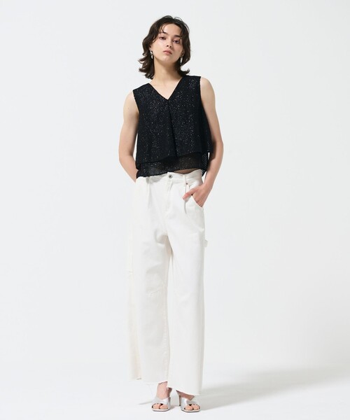 ブラウス シャツ シフォンカットジャガードトップ レディース