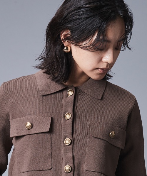 CHIC STYLE カーディガン 衿付ニットカーディガン 「大きい