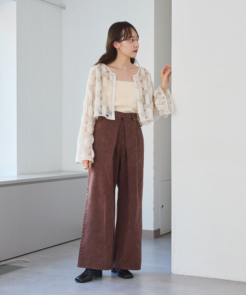 Kastane ブラウス シャツ 「前後2WAY」格子レース2WAY