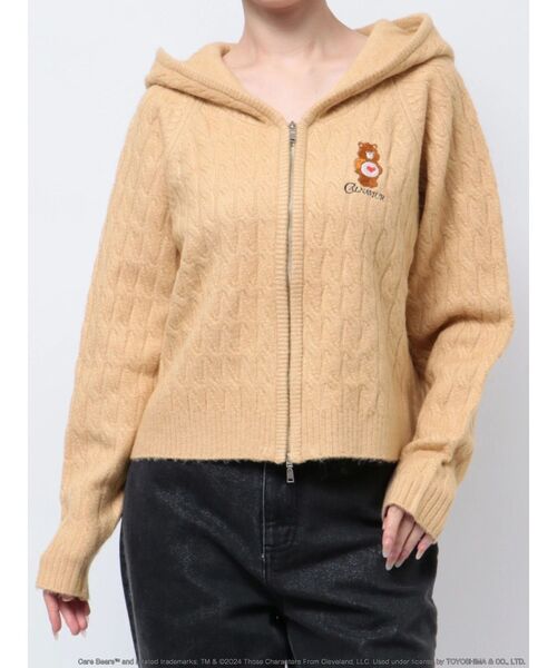 ニット セーター 「Care Bearsコラボ」CABLE ZIP HOODIE KNIT/ケーブルジップフーディーニット レディース CALNAMUR ニット セーター 「Care Bearsコラボ」CABLE ZIP
