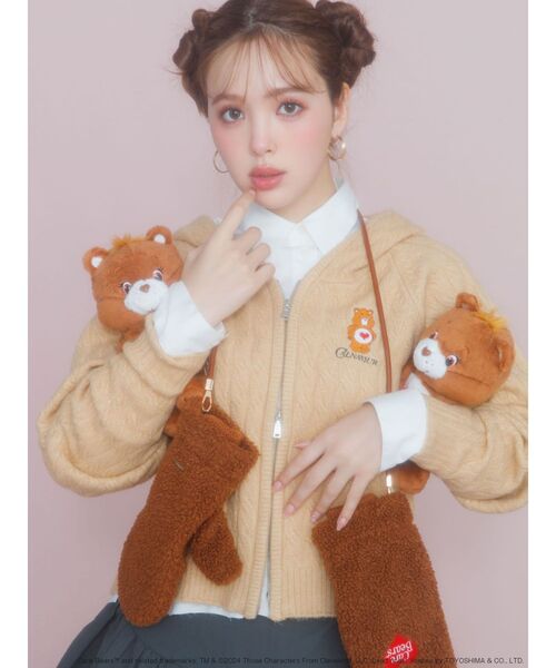 ニット セーター 「Care Bearsコラボ」CABLE ZIP HOODIE KNIT/ケーブルジップフーディーニット レディース