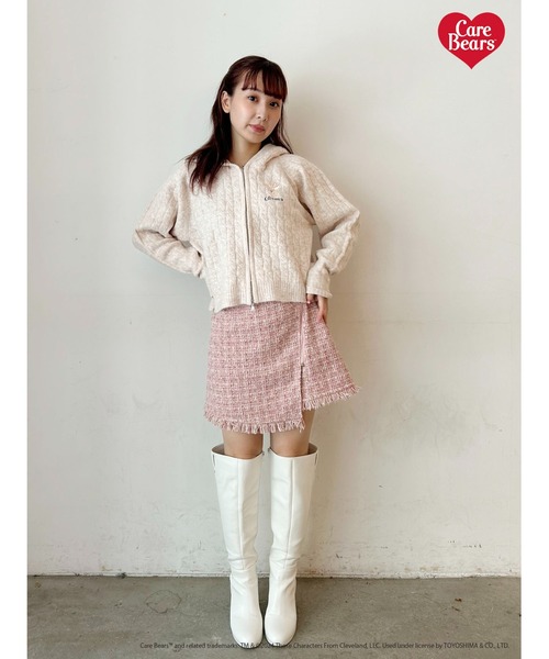 ニット セーター 「Care Bearsコラボ」CABLE ZIP HOODIE KNIT/ケーブルジップフーディーニット レディース CALNAMUR ニット セーター 「Care Bearsコラボ」CABLE ZIP