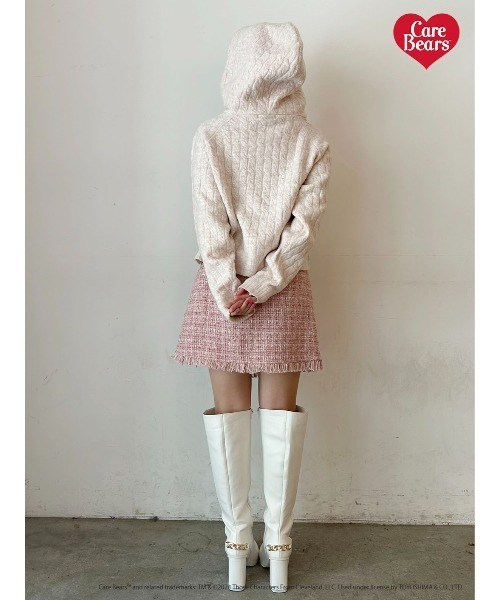 ニット セーター 「Care Bearsコラボ」CABLE ZIP HOODIE KNIT/ケーブルジップフーディーニット レディース Care Bearsコラボ】CABLE ZIP HOODIE KNIT[品番：MKSW0060727