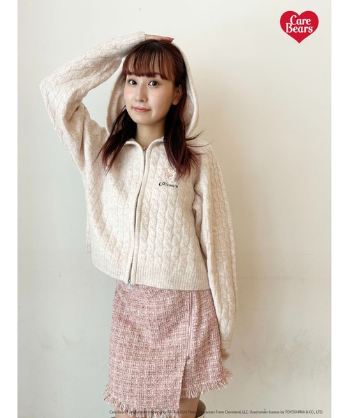 ニット セーター 「Care Bearsコラボ」CABLE ZIP HOODIE KNIT/ケーブルジップフーディーニット レディース CALNAMUR ニット セーター 「Care Bearsコラボ」CABLE ZIP