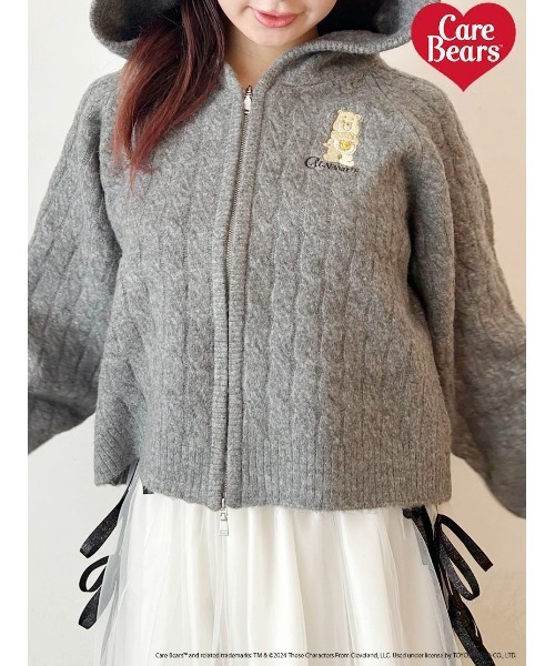 ニット セーター 「Care Bearsコラボ」CABLE ZIP HOODIE KNIT/ケーブルジップフーディーニット レディース CALNAMUR ニット セーター 「Care Bearsコラボ」CABLE ZIP