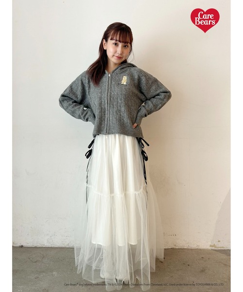 ニット セーター 「Care Bearsコラボ」CABLE ZIP HOODIE KNIT/ケーブルジップフーディーニット レディース Care Bearsコラボ】CABLE ZIP HOODIE KNIT[品番：MKSW0060727