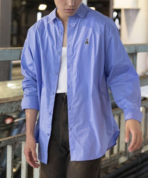 ブラウス シャツ 「UNISEX」ALAND／Aロゴワッペンロングスリーブシャツ レディース メンズ