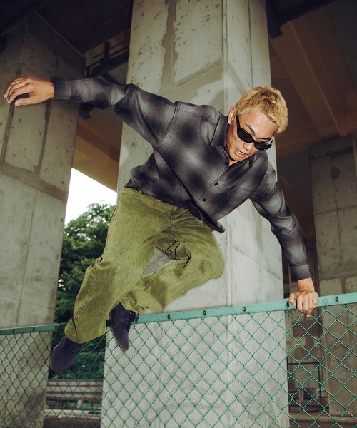 HUF シャツ OG LOGO OMBRE PLAID LS SHIRT / ハフ 長袖シャツ