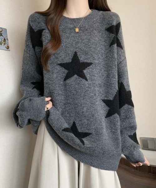 LACーVERT ニット セーター 「つけ襟セット」 バイカラーチェリー/星柄