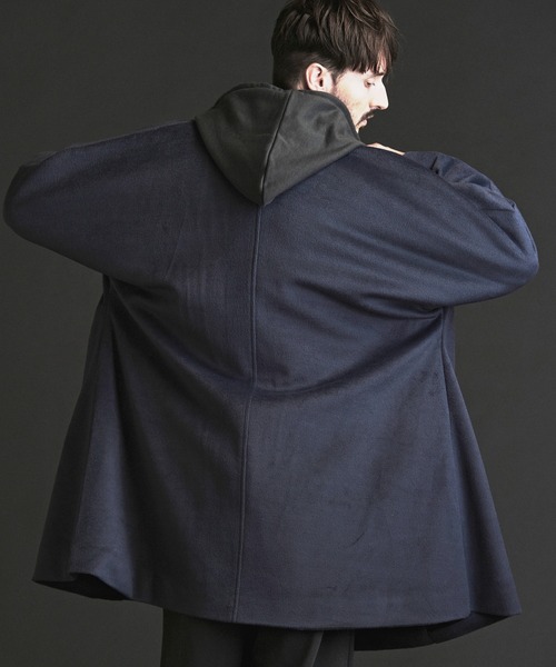 トレンチコート コート 「NO ID.」Double Breasted Big Poncho / ダブル ブレスト ビッグ ポンチョ メンズ
