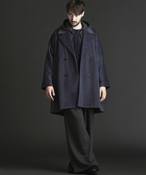 30％OFF SALE セール NO ID. BLACK ノーアイディー バックタックダブルブレストポンチョ メンズ ジャケット ポンチョ atftps NO ID.（ノーアイディー） トレンチコート コート 「NO ID.」Double