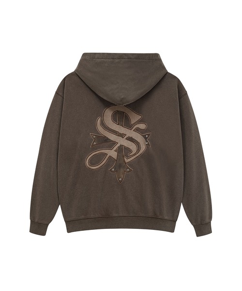 Vintage Wash Studs Cross Hoodie