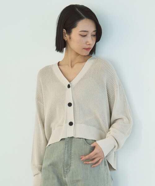UNFILO 【抗菌防臭/洗える】メッシュニット カーディガンM未使用 UNFILO カーディガン 「抗菌防臭/洗える」メッシュニット