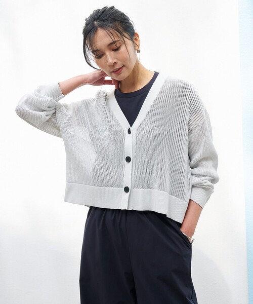 カーディガン 「抗菌防臭/洗える」メッシュニット カーディガン レディース UNFILO カーディガン 「抗菌防臭/洗える」メッシュニット